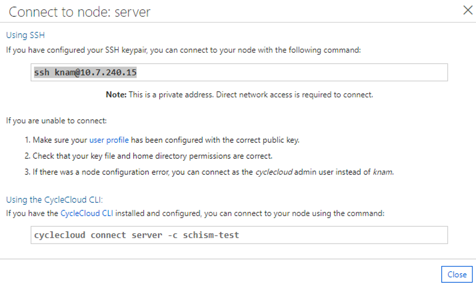 connect to the server node